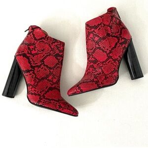 NEW snakeskin heel bootie
